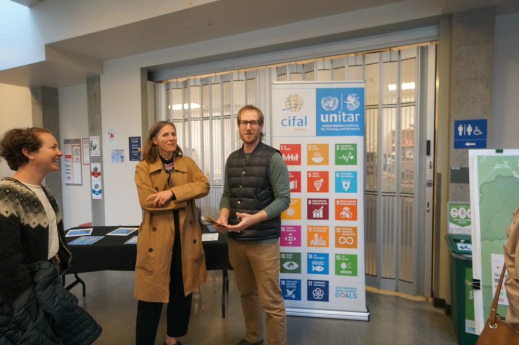 Cifal Victoria Director Nicole Bates-Eamer at the POLIS World Water Day Resource Fair in 2024.