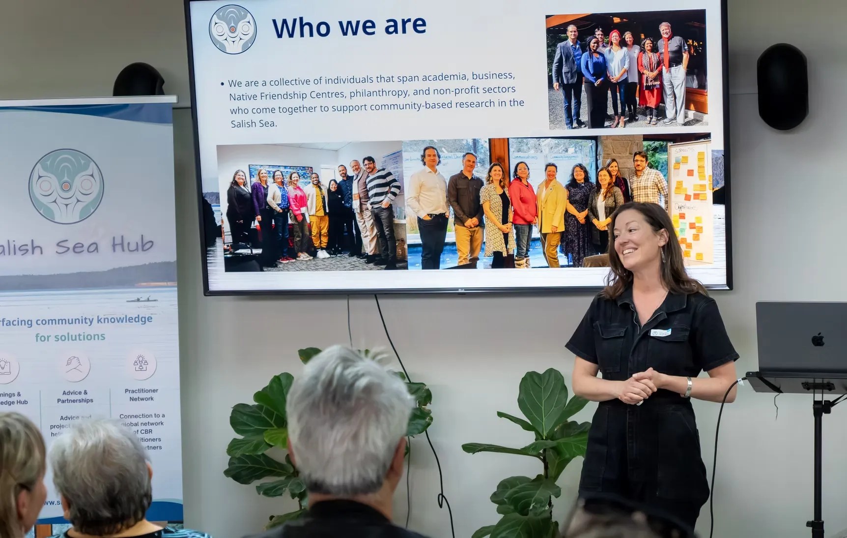 Crystal Tremblay speaking at the launch of the Salish Sea Hub.
