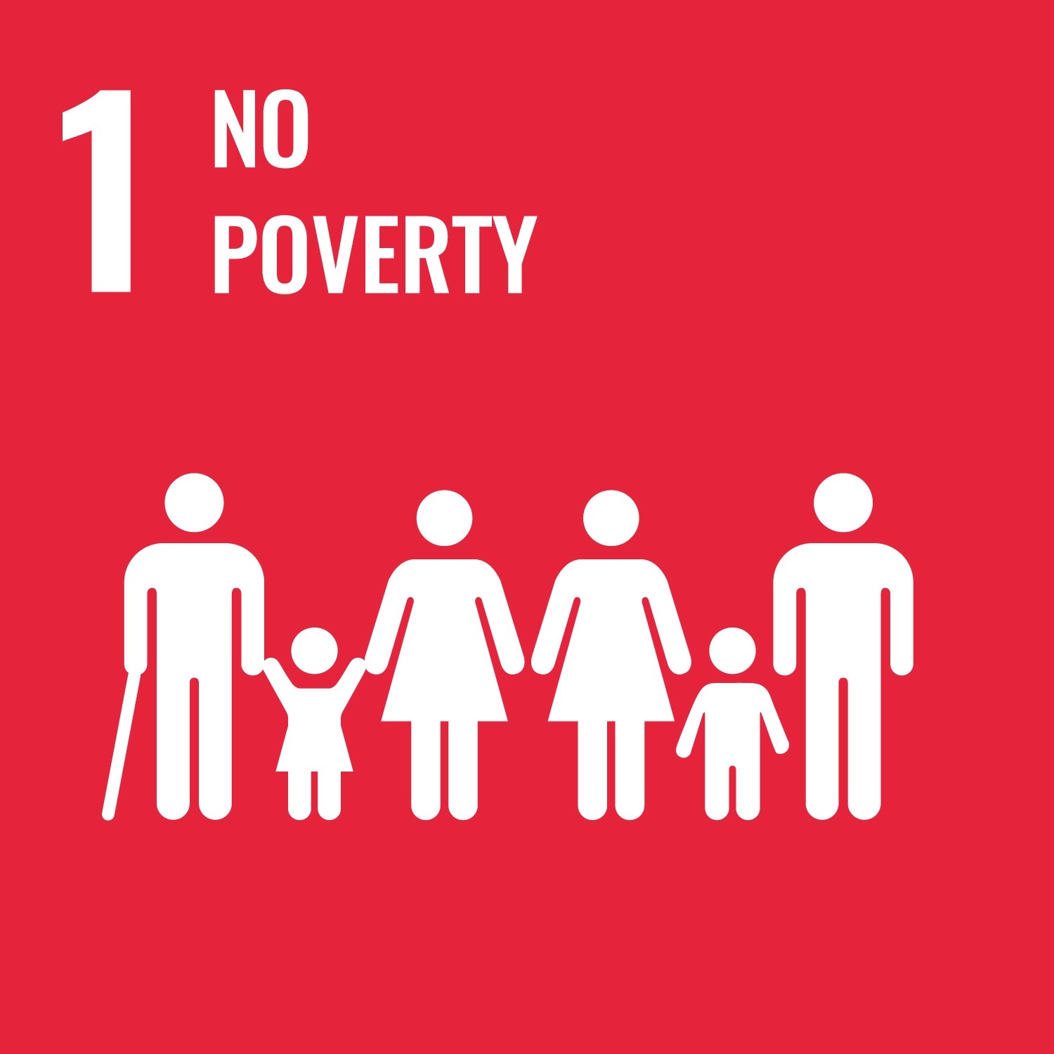 Icon for United Nations Sustainable Development Goal Number One, No Poverty.