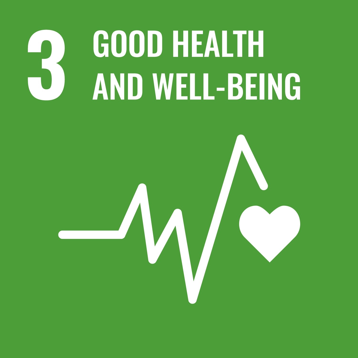 Icon for United Nations Sustainable Development Goal Number Three, Good Health and Well-Being.