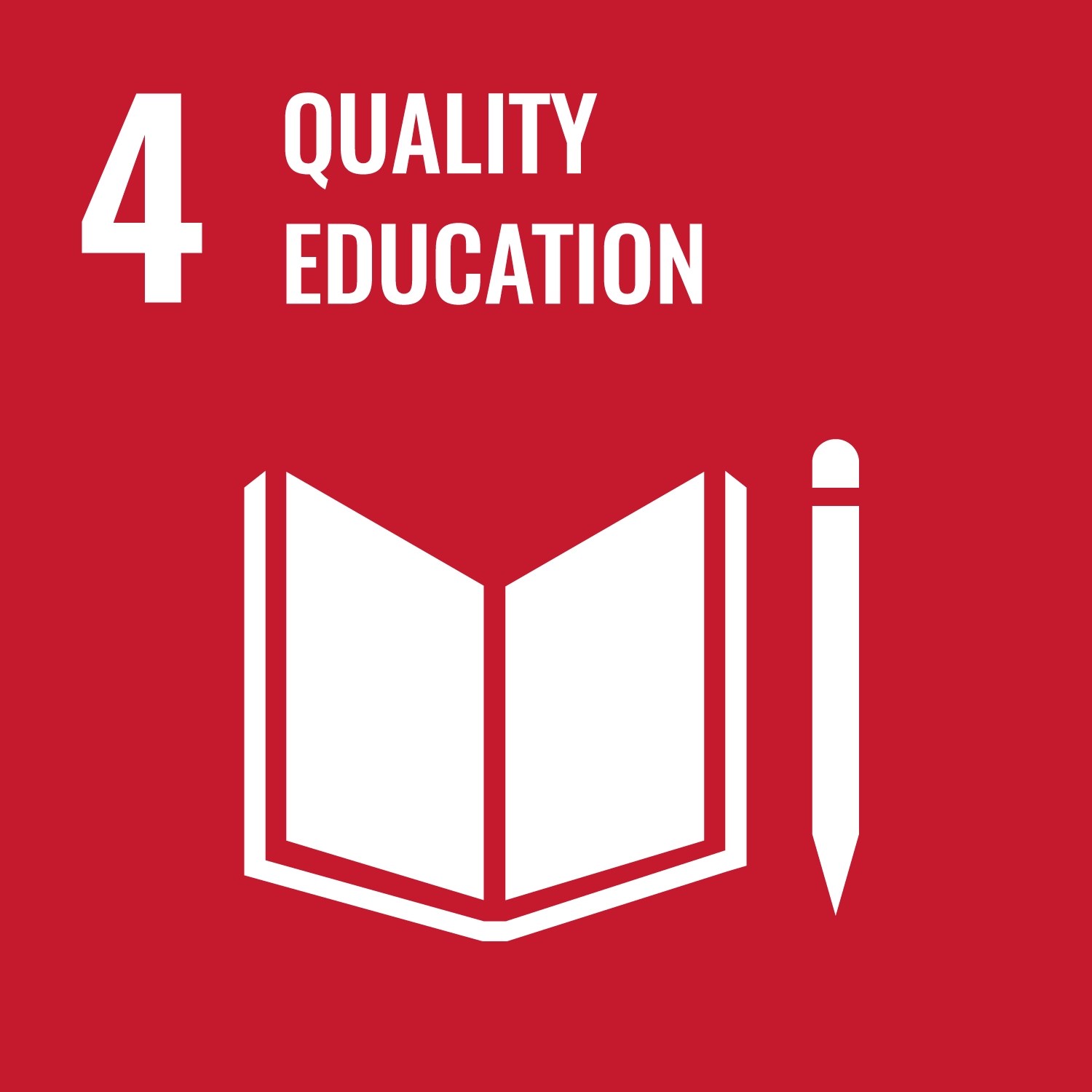 Icon for United Nations Sustainable Development Goal Number Four, Quality Education.