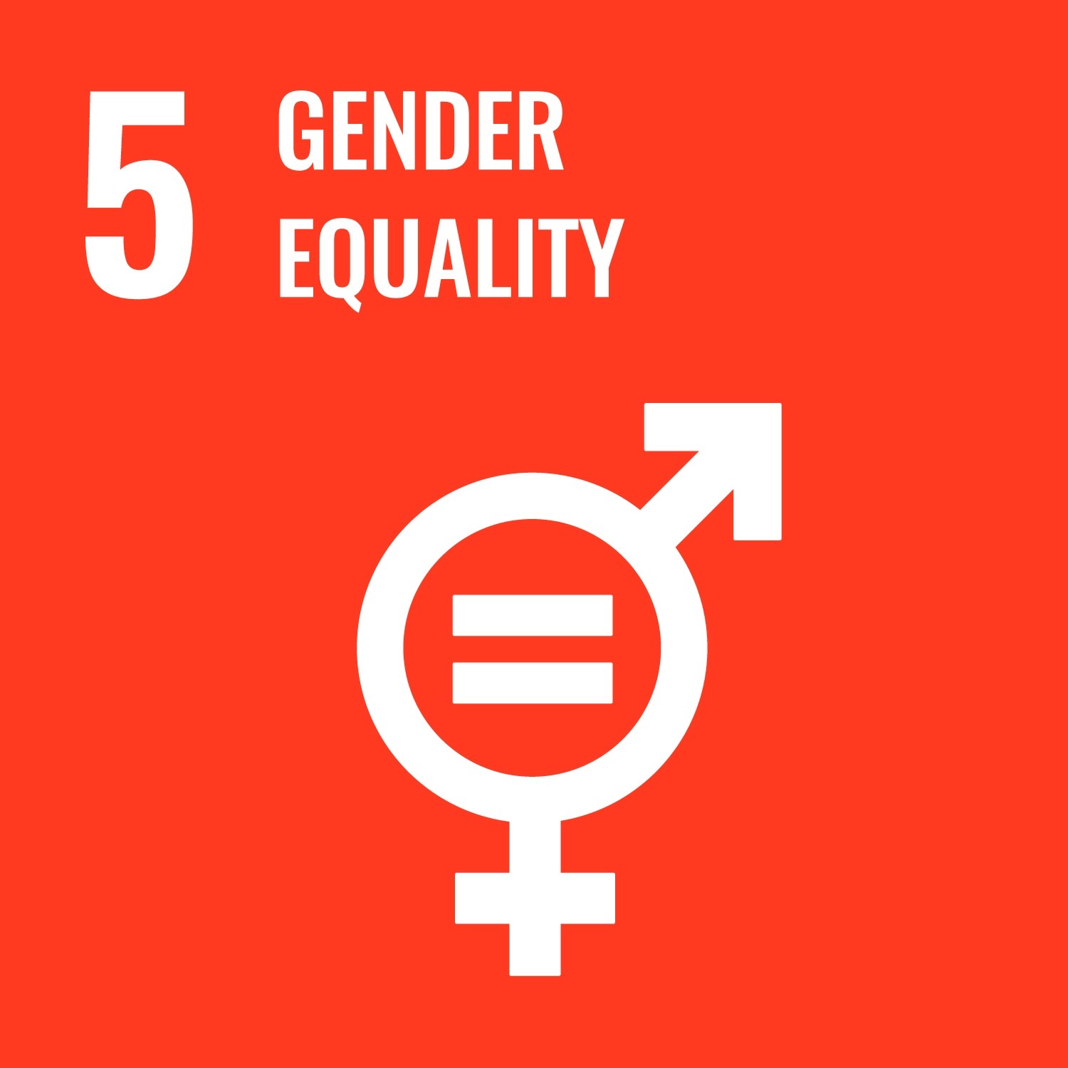 Icon for United Nations Sustainable Development Goal Number Five, Gender Equality.