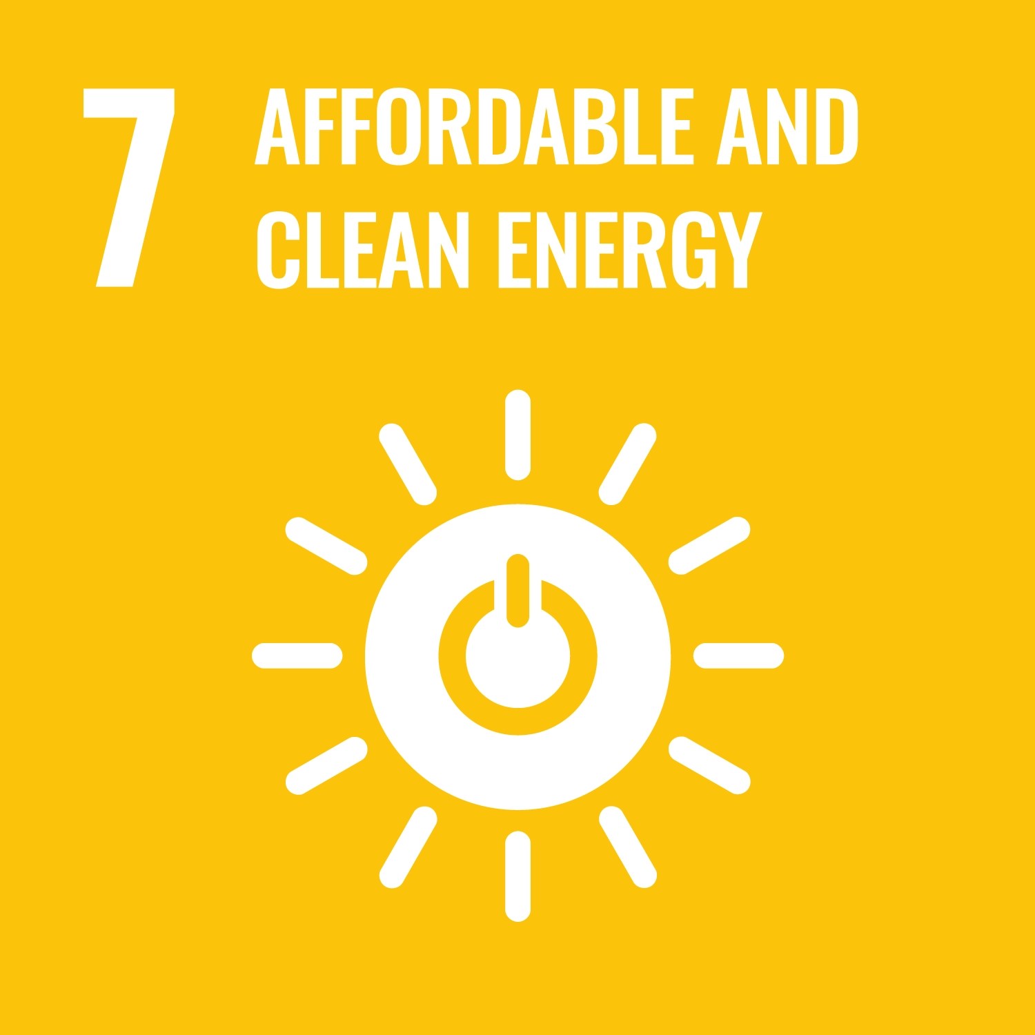Icon for United Nations Sustainable Development Goal Number Seven, Affordable and Clean Energy.