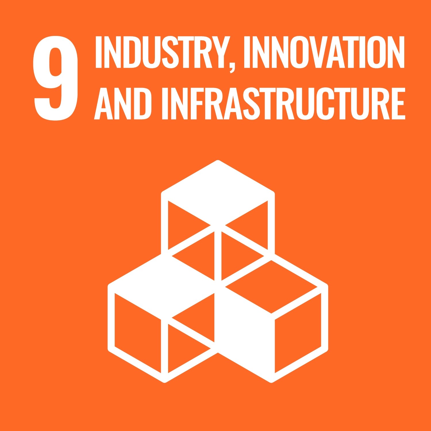 Icon for United Nations Sustainable Development Goal Number Nine, Industry, Innovation and Infrastructure.