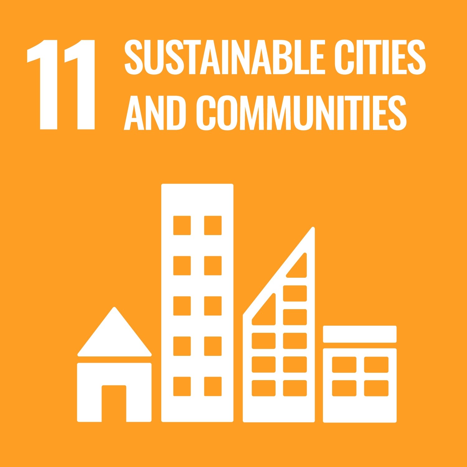 Icon for United Nations Sustainable Development Goal Number Eleven, Sustainable Cities and Communities.